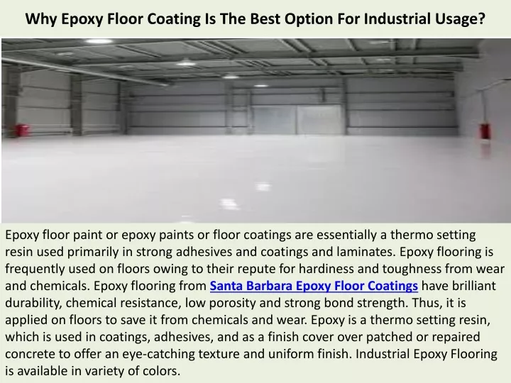 why epoxy floor coating is the best option for industrial usage