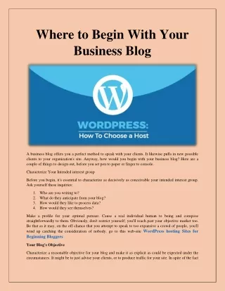 WordPress hosting Sites for Beginning Bloggers