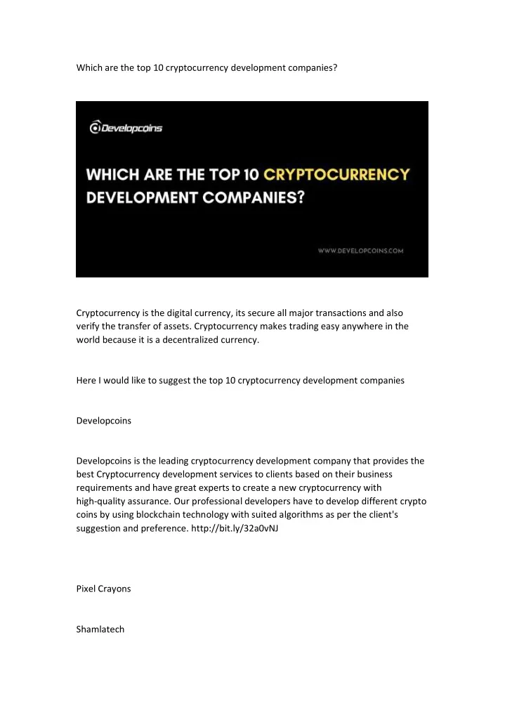 which are the top 10 cryptocurrency development