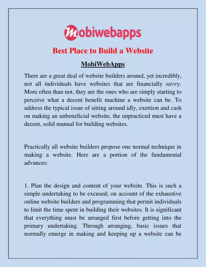 best place to build a website mobiwebapps