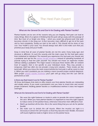 What are the General Do and Don’ts for Dealing with Plantar Fasciitis?