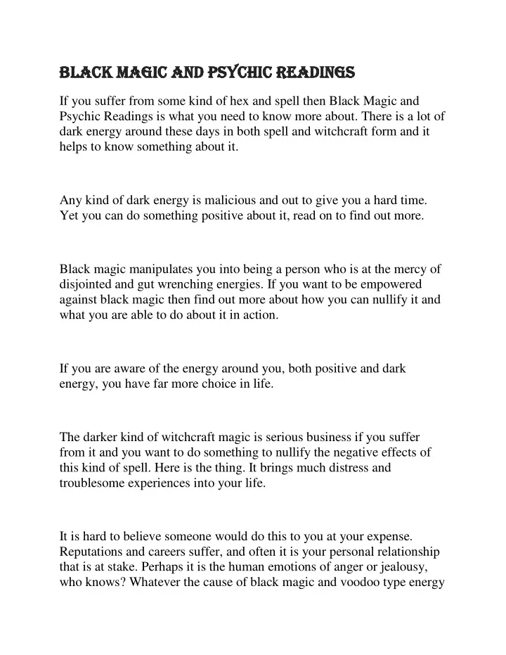 black magic and psychic readings black magic