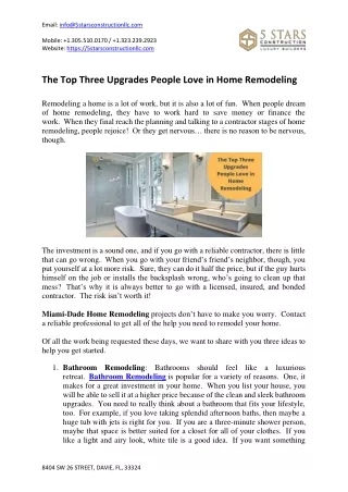The Top Three Upgrades People Love in Home Remodeling
