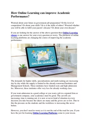how online learning can improve academic