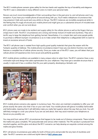the bt21 mobile phone scenario gives safety