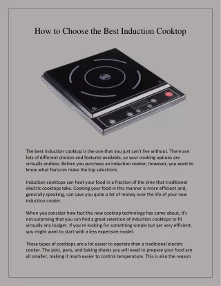 How to Choose the Best Induction Cooktop
