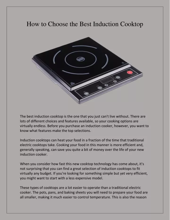 how to choose the best induction cooktop