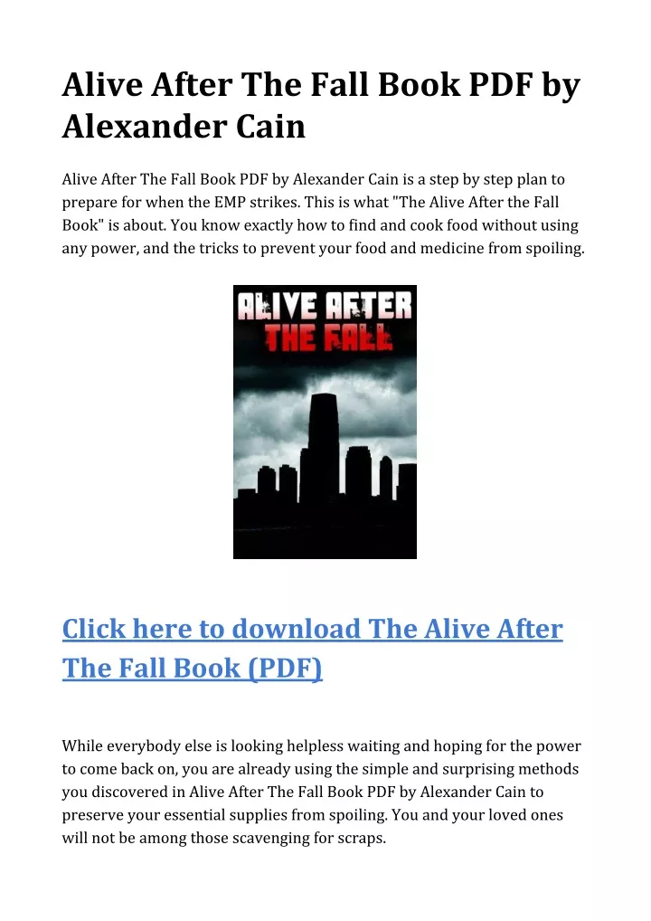 alive after the fall book pdf by alexander cain