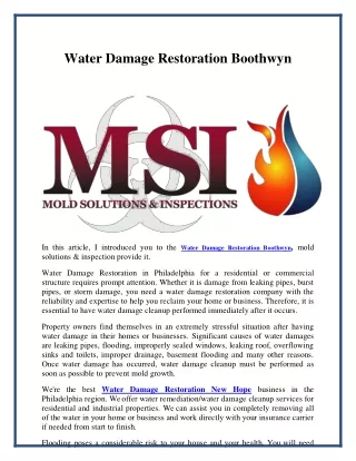 water damage restoration boothwyn