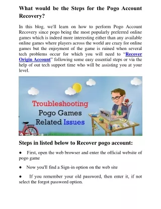 what would be the steps for the pogo account