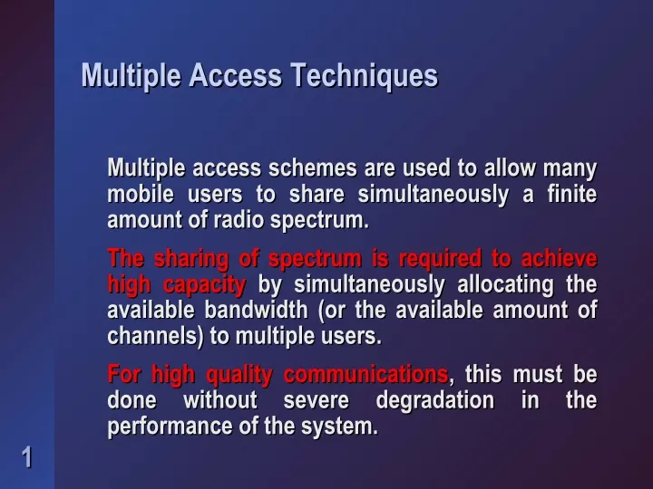 multiple access techniques multiple access