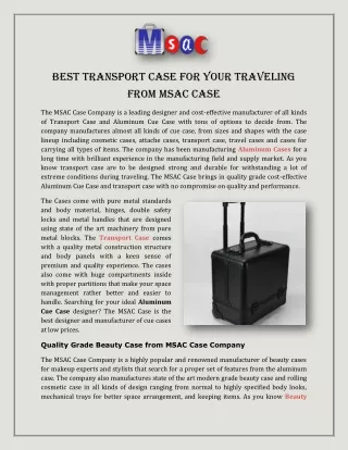 Best Transport Case for Your Traveling from MSAC Case