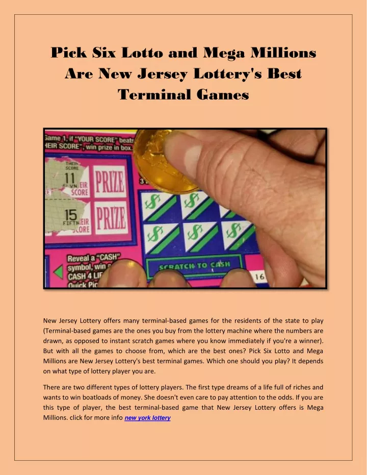 pick six lotto and mega millions are new jersey