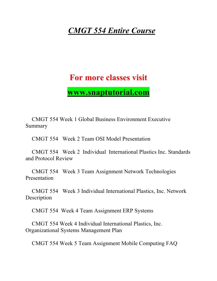 cmgt 554 entire course