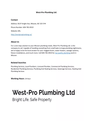 West-Pro Plumbing Ltd.