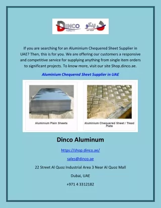 Top Aluminium Chequered Sheet Supplier In Uae | Dinco Aluminum