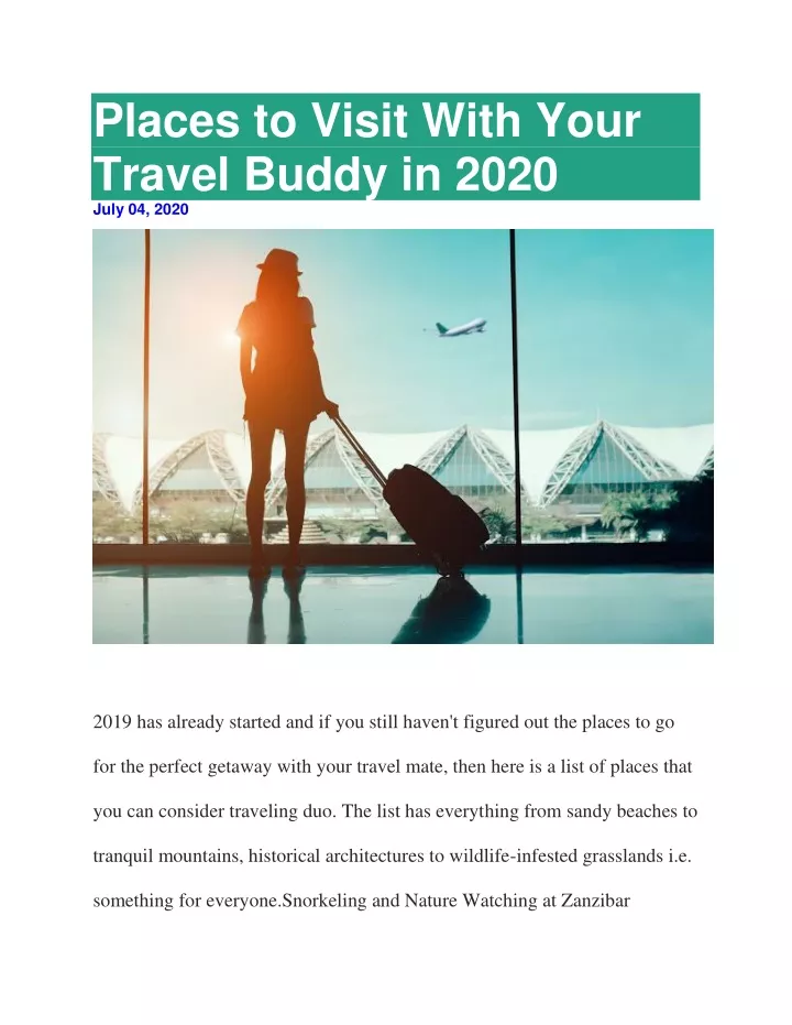 places to visit with your travel buddy in 2020