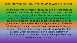 best information about professional website hosting