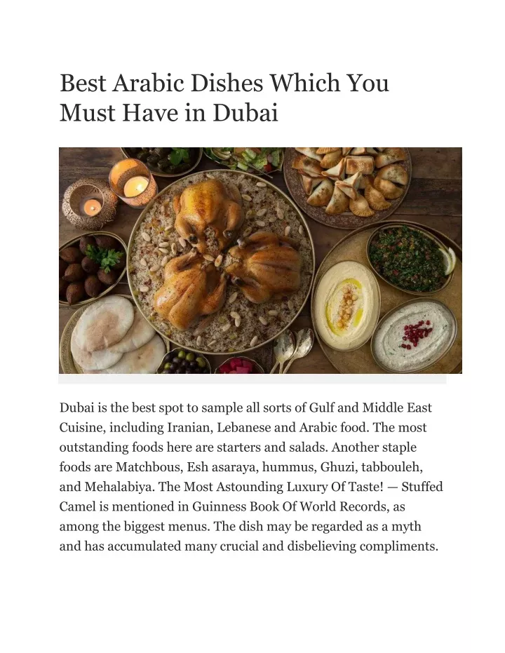 best arabic dishes which you must have in dubai
