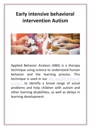 early intensive behavioral intervention autism