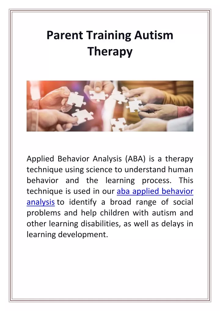parent training autism therapy