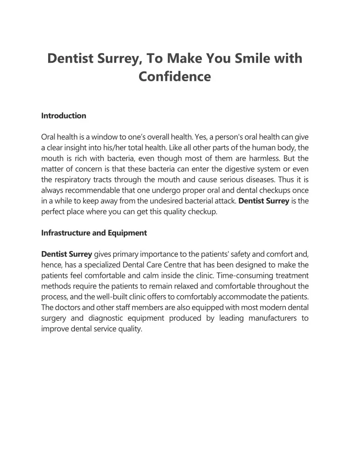 dentist surrey to make you smile with confidence