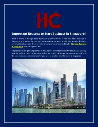 Important Reasons to Start Business in Singapore!