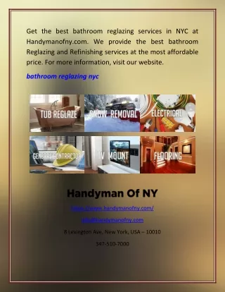 Unique Bathroom Reglazing NYC | Handymanofny.Com