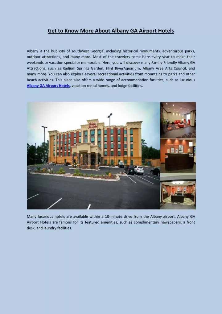 get to know more about albany ga airport hotels