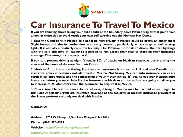 car insurance to travel to mexico