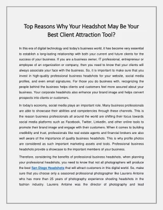 top reasons why your headshot may be your