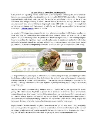 the good things to know about cbd oil product