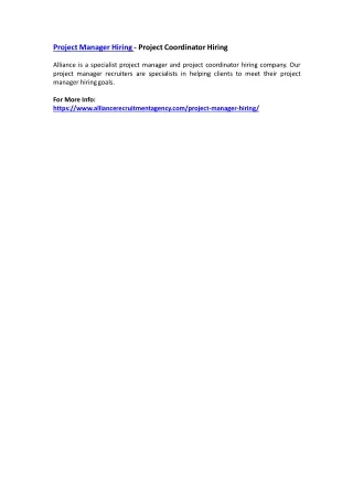 project manager hiring project coordinator hiring