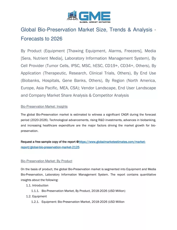 global bio preservation market size trends
