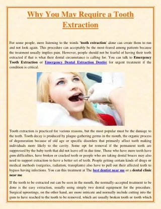 why you may require a tooth extraction