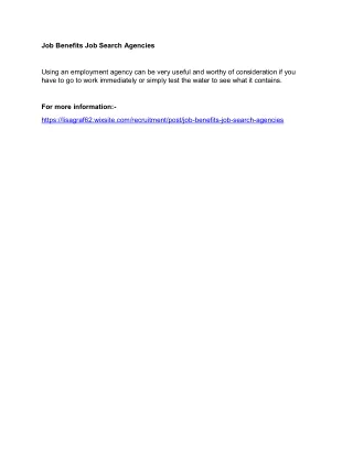 job benefits job search agencies