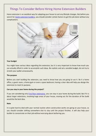 things to consider before hiring home extension