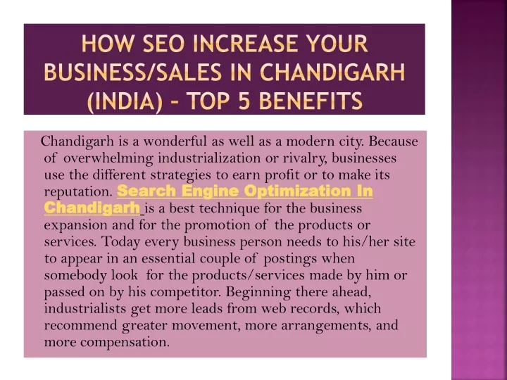 how seo increase your business sales in chandigarh india top 5 benefits