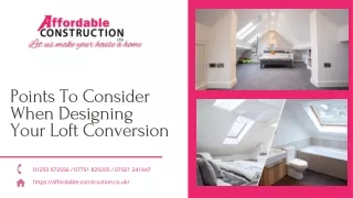 Points To Consider When Designing Your Loft Conversion