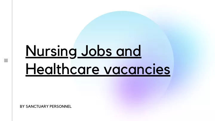 nursing jobs and healthcare vacancies