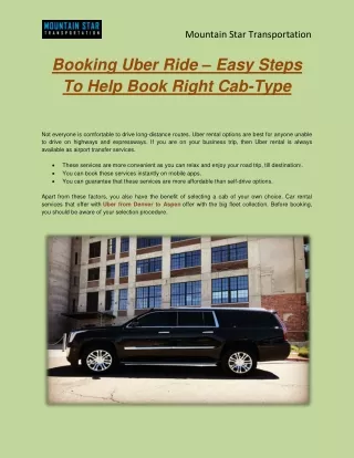 Booking Uber Ride – Easy Steps To Help Book Right Cab-Type