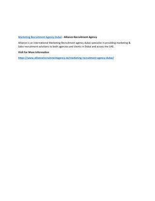 marketing recruitment agency dubai alliance