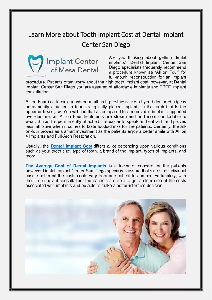 learn more about tooth implant cost at dental
