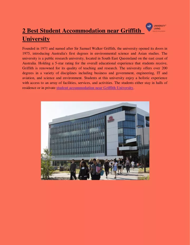 2 best student accommodation near griffith