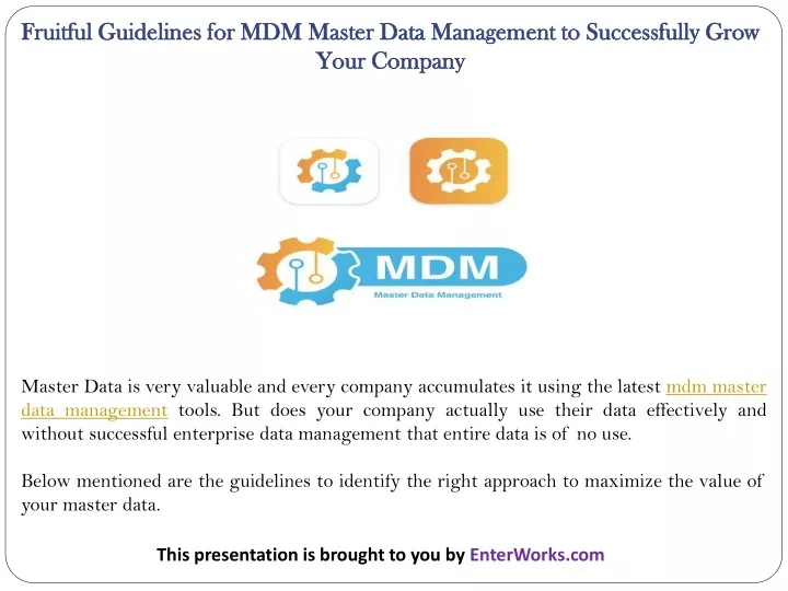 fruitful guidelines for mdm master data