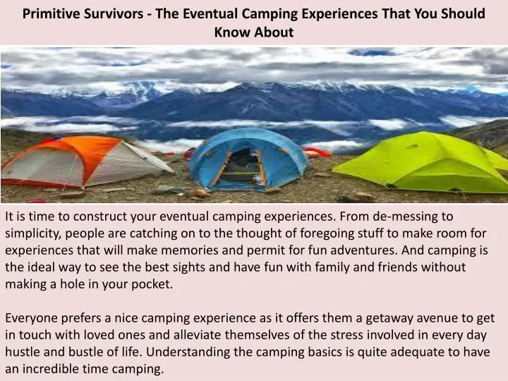 primitive survivors the eventual camping experiences that you should know about