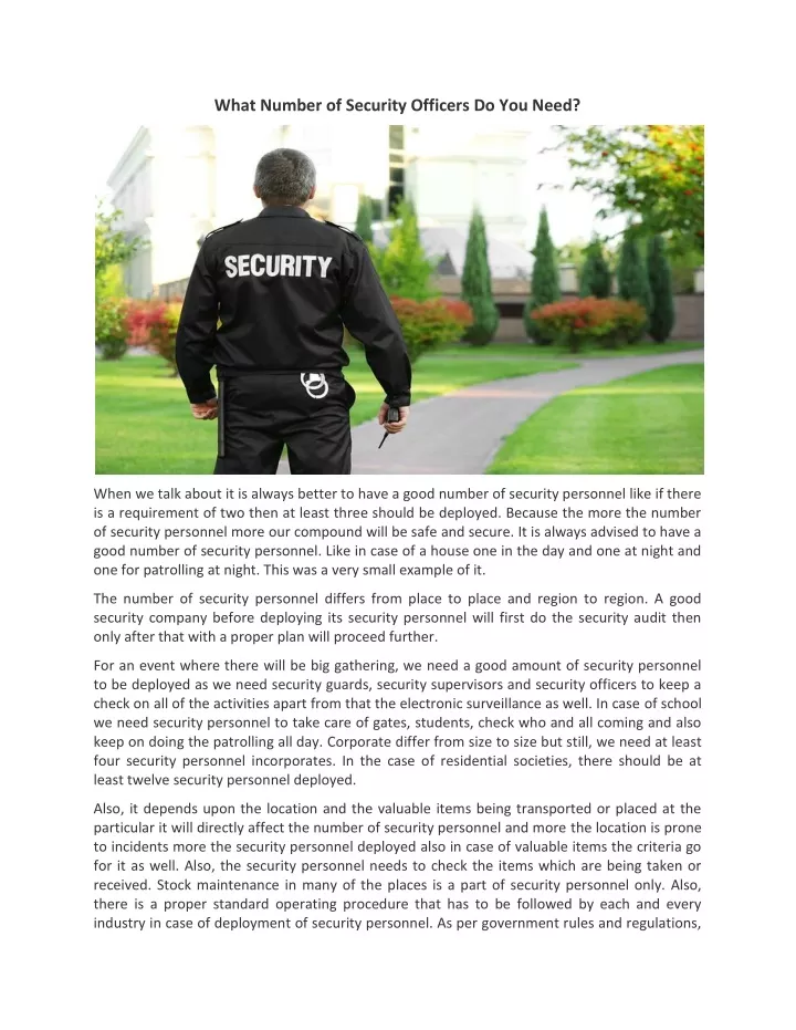 what number of security officers do you need