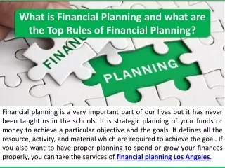 what is financial planning and what