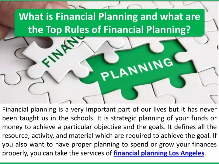 what is financial planning and what