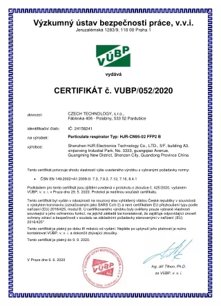 EU Certificate （HJR-CN95-02）